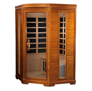 Dynamic "Heming" FAR Infrared Sauna Low EMF Corner Unit with Hemlock Wood