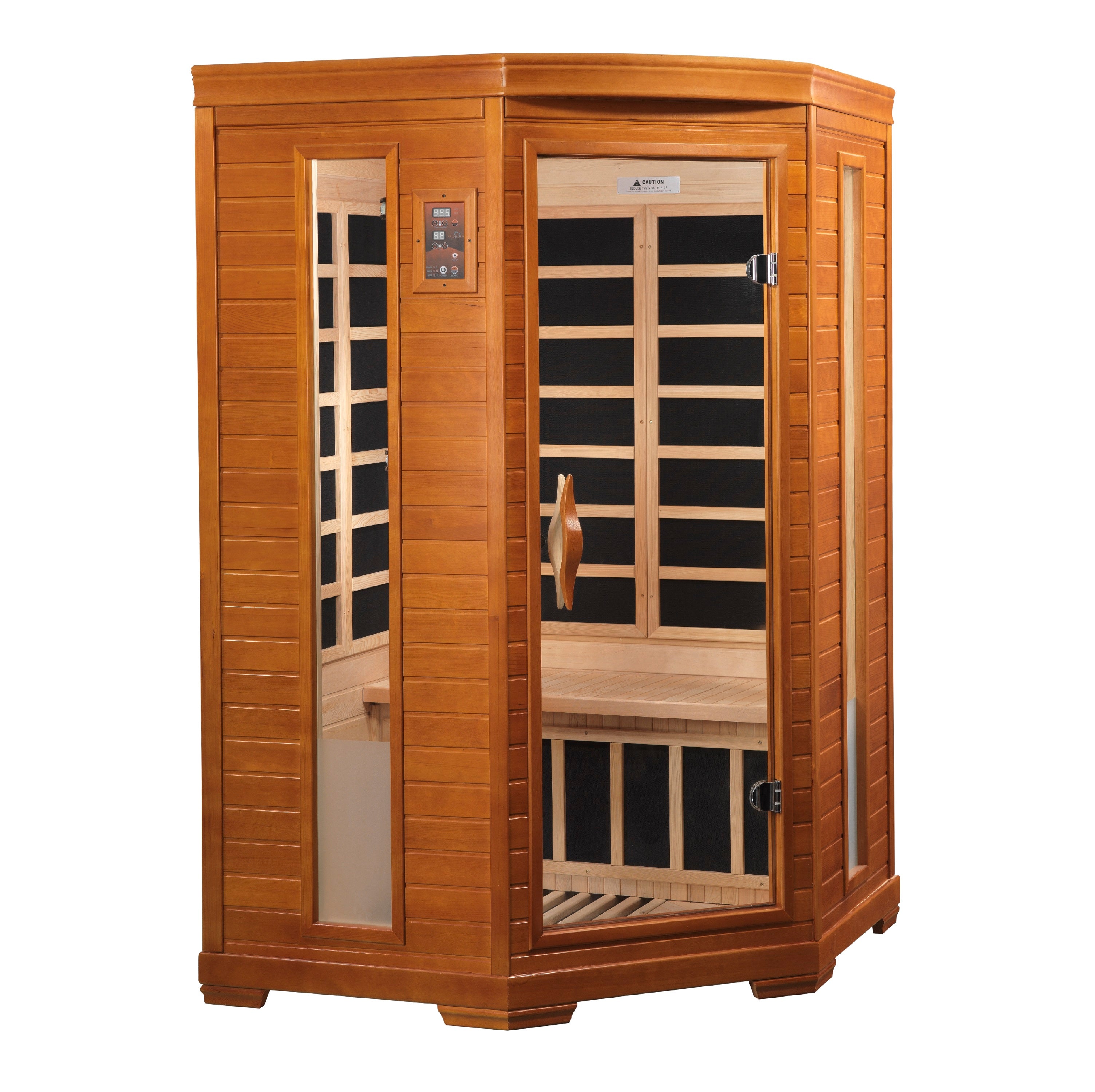 Dynamic "Heming" FAR Infrared Sauna Low EMF Corner Unit with Hemlock Wood