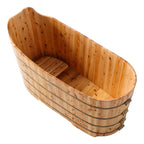 59 Inch Free Standing Cedar Wood Bathtub with Bench ALFI Brand (AB1103)