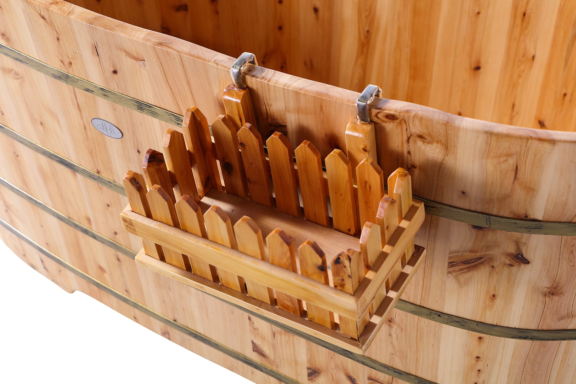 59 Inch Free Standing Cedar Wood Bathtub with Bench ALFI Brand (AB1103)