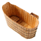 59 Inch Free Standing Cedar Wood Bathtub with Bench ALFI Brand (AB1103)