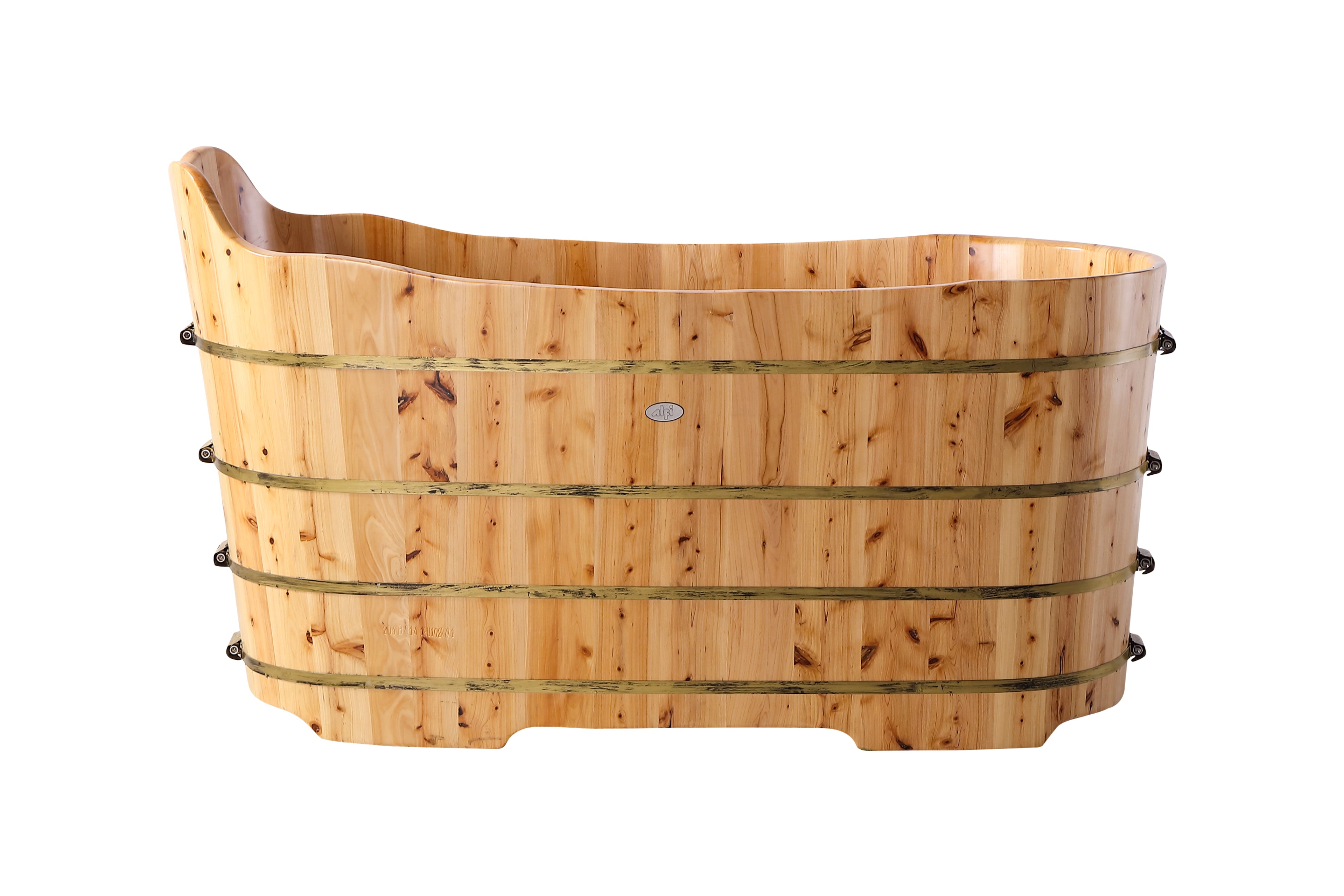 59 Inch Free Standing Cedar Wood Bathtub with Bench ALFI Brand (AB1103)