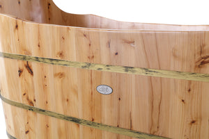 59 Inch Free Standing Cedar Wood Bathtub with Bench ALFI Brand (AB1103)
