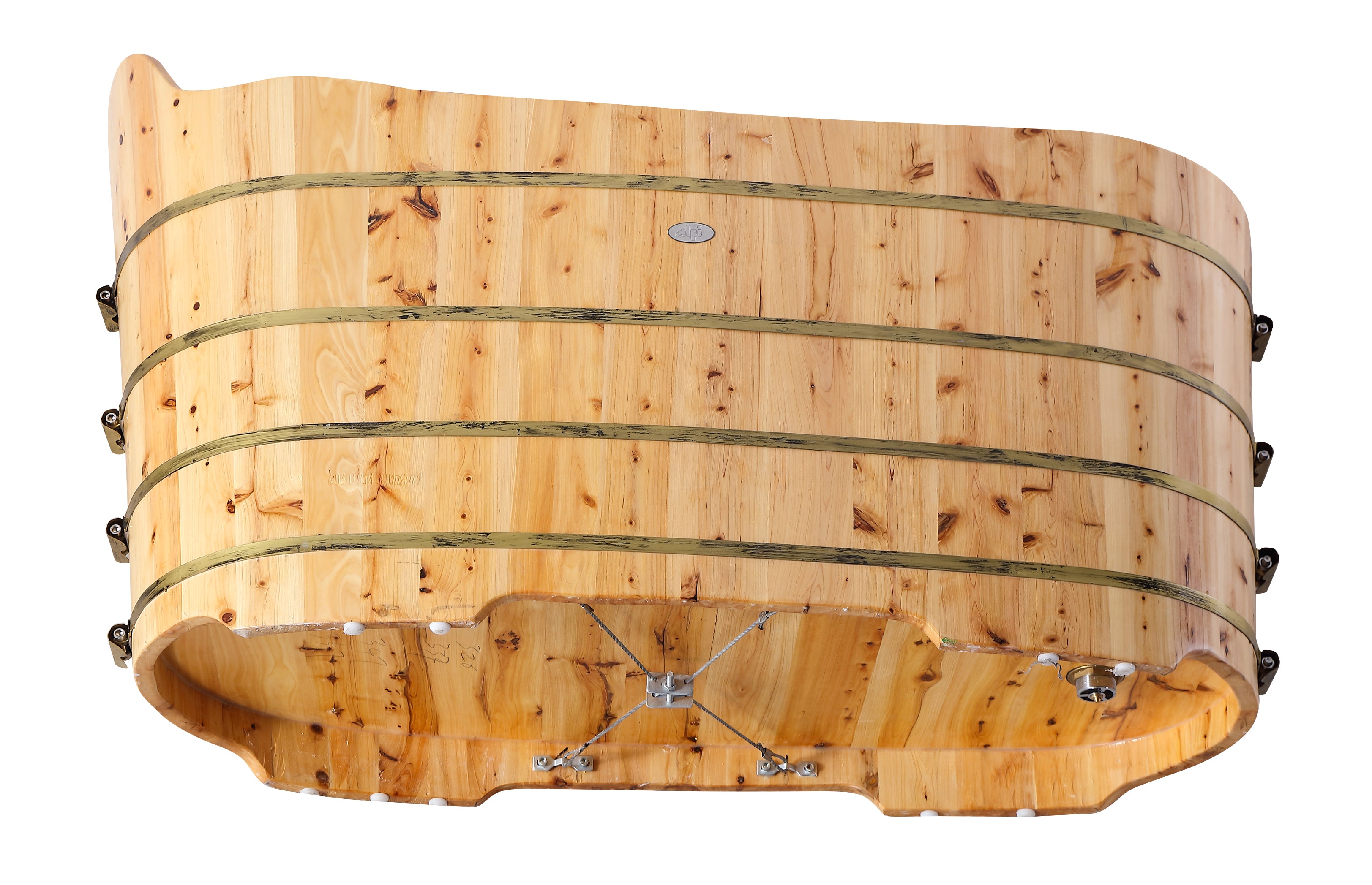 59 Inch Free Standing Cedar Wood Bathtub with Bench ALFI Brand (AB1103)