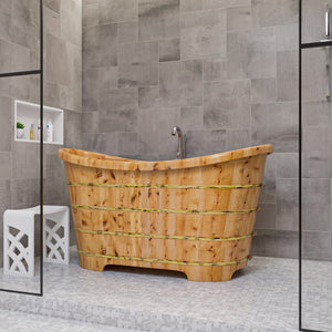 63 Inch Free Standing Cedar Wooden Bathtub ALFI Brand (AB1105)