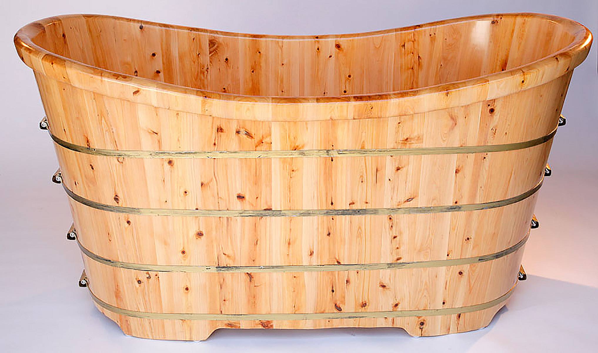 63 Inch Free Standing Cedar Wooden Bathtub ALFI Brand (AB1105)
