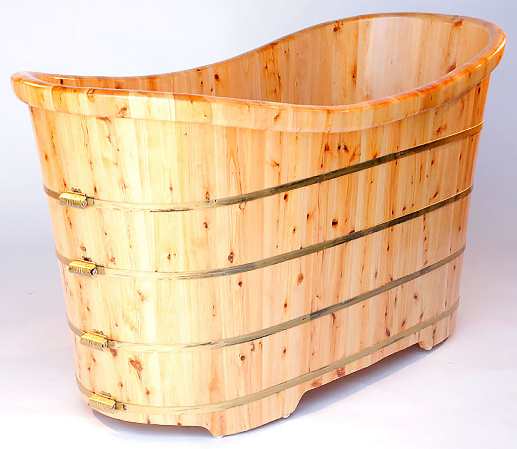 63 Inch Free Standing Cedar Wooden Bathtub ALFI Brand (AB1105)