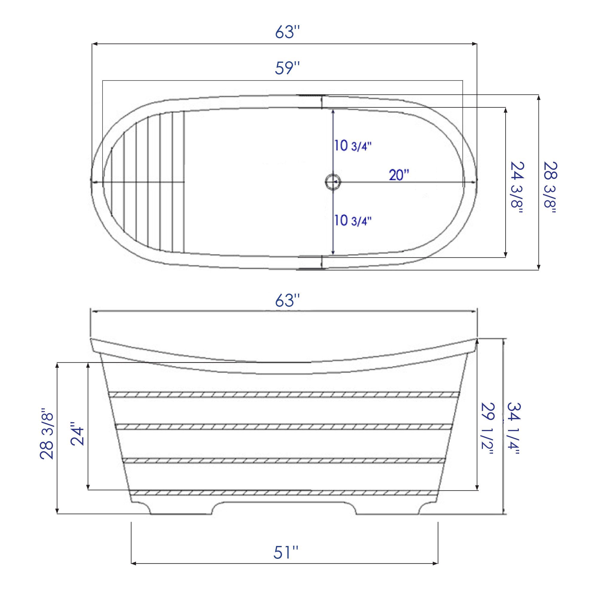 63 Inch Free Standing Cedar Wooden Bathtub ALFI Brand (AB1105)