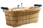 65 Inch 2 Person Free Standing Cedar Wooden Bathtub with Fixtures & Headrests ALFI Brand (AB1130)