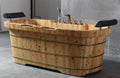 65 Inch 2 Person Free Standing Cedar Wooden Bathtub with Fixtures & Headrests ALFI Brand (AB1130)