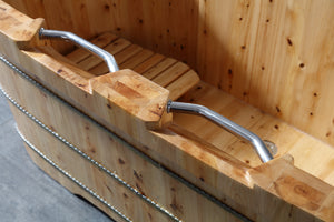 65 Inch 2 Person Free Standing Cedar Wooden Bathtub with Fixtures & Headrests ALFI Brand (AB1130)