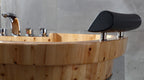 65 Inch 2 Person Free Standing Cedar Wooden Bathtub with Fixtures & Headrests ALFI Brand (AB1130)