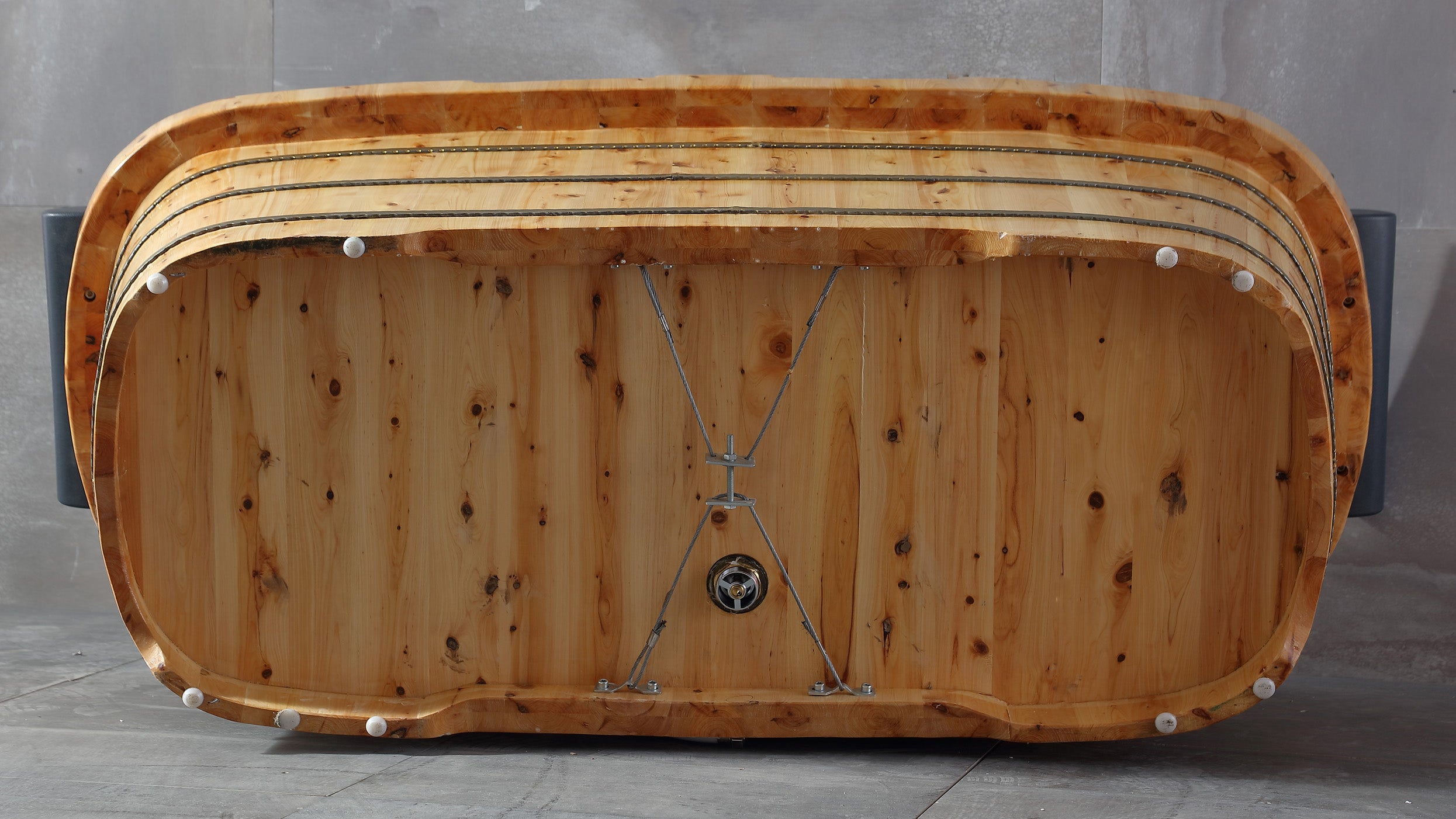 65 Inch 2 Person Free Standing Cedar Wooden Bathtub with Fixtures & Headrests ALFI Brand (AB1130)