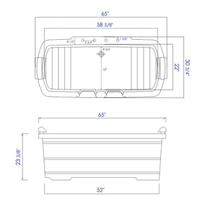 65 Inch 2 Person Free Standing Cedar Wooden Bathtub with Fixtures & Headrests ALFI Brand (AB1130)