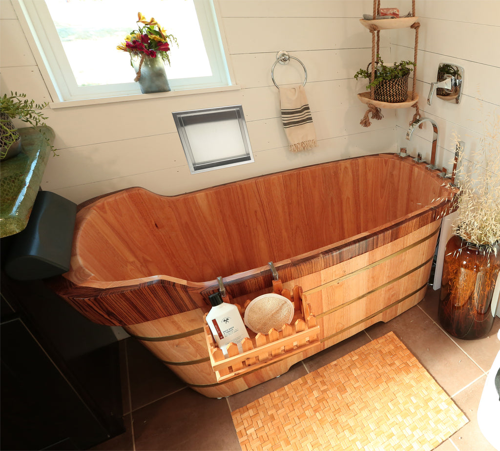 59 Inch Free Standing Wooden Bathtub with Tub Filler ALFI Brand (AB1148)