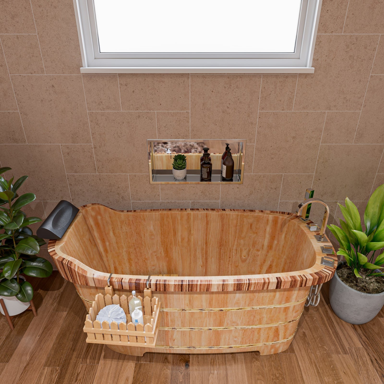 59 Inch Free Standing Wooden Bathtub with Tub Filler ALFI Brand (AB1148)