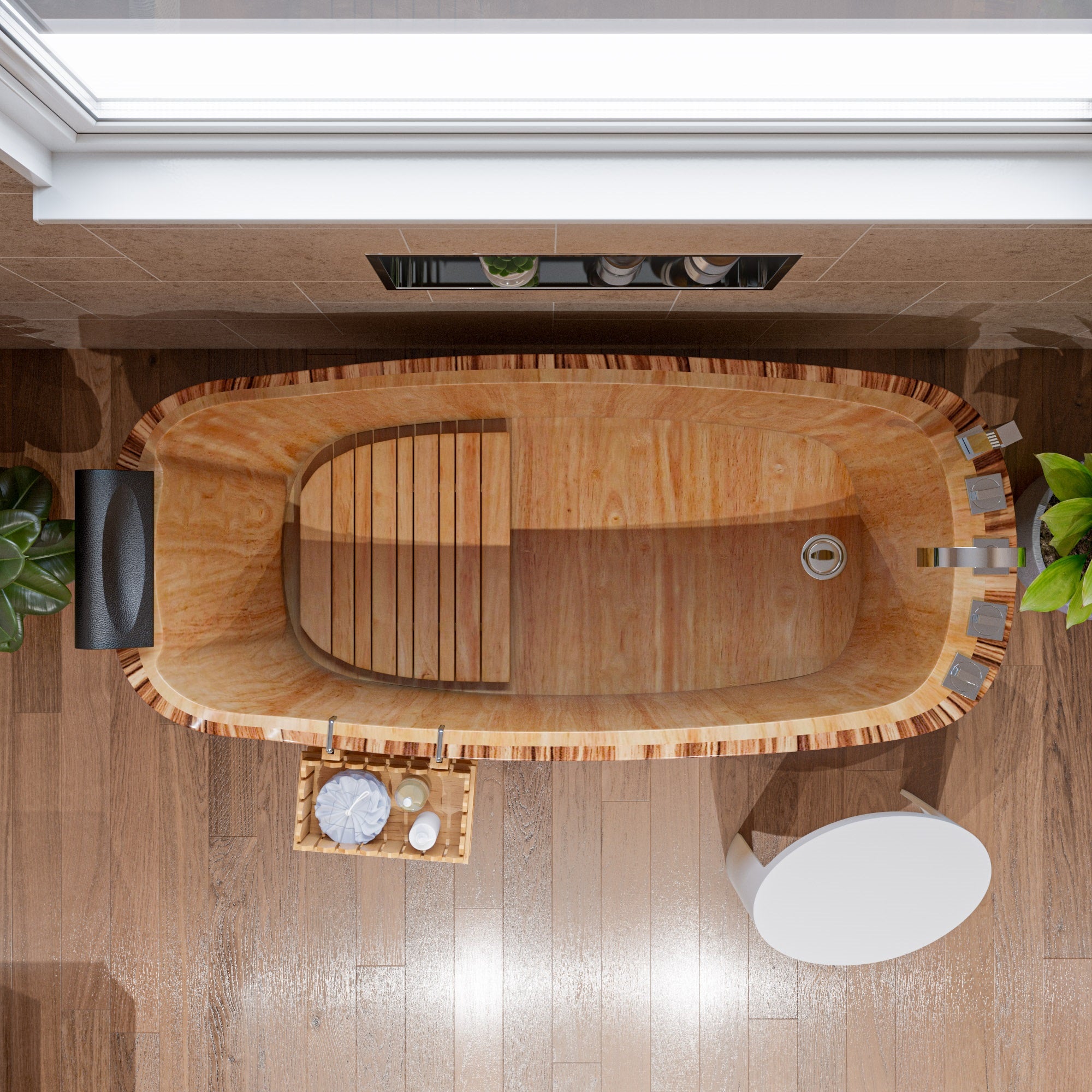59 Inch Free Standing Wooden Bathtub with Tub Filler ALFI Brand (AB1148)