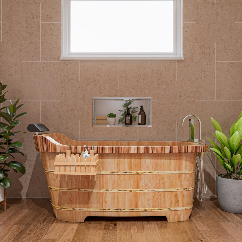 59 Inch Free Standing Wooden Bathtub with Tub Filler ALFI Brand (AB1148)