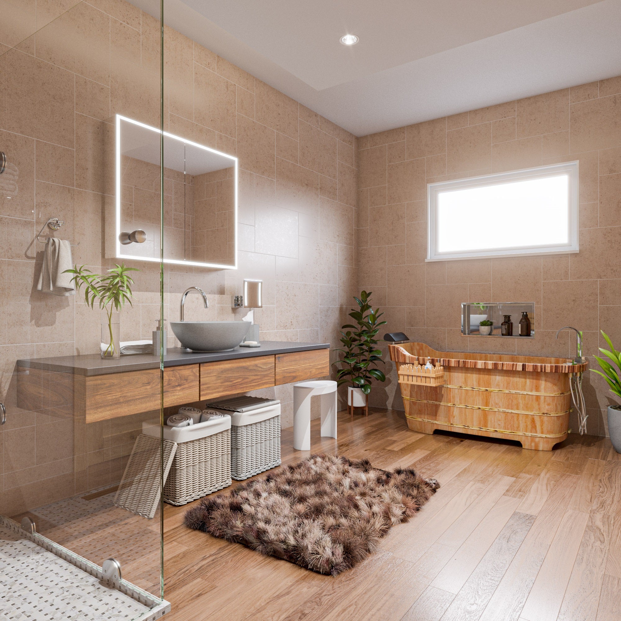 59 Inch Free Standing Wooden Bathtub with Tub Filler ALFI Brand (AB1148)