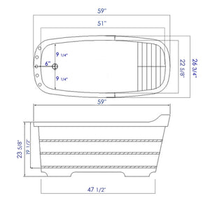 59 Inch Free Standing Wooden Bathtub with Tub Filler ALFI Brand (AB1148)