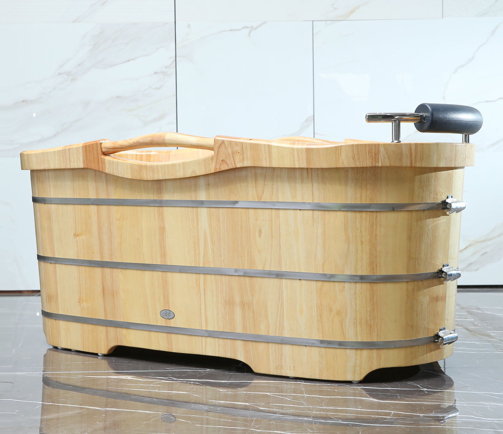 61 Inch Free Standing Wooden Bath Tub with Headrest ALFI Brand (AB1163)