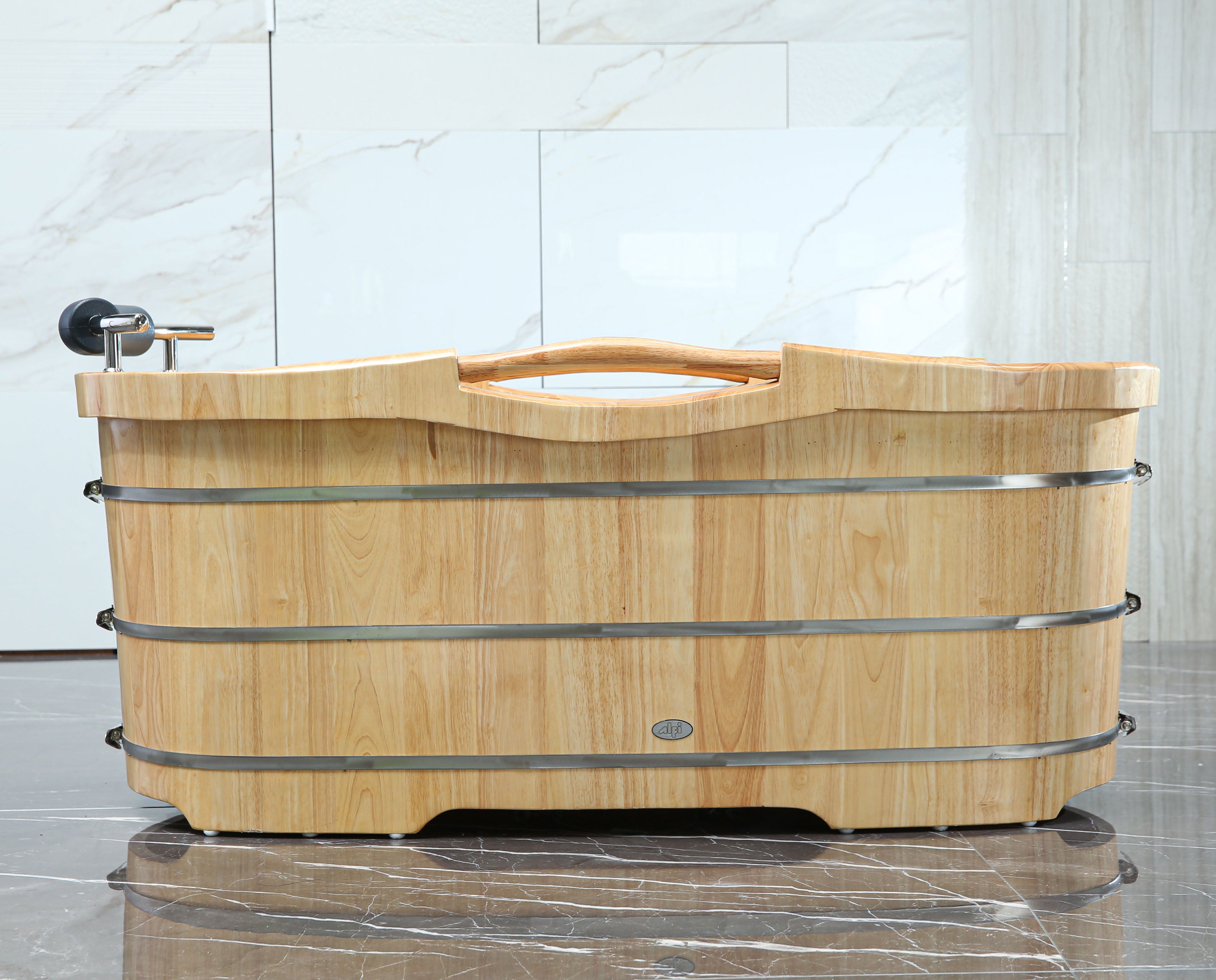 61 Inch Free Standing Wooden Bath Tub with Headrest ALFI Brand (AB1163)