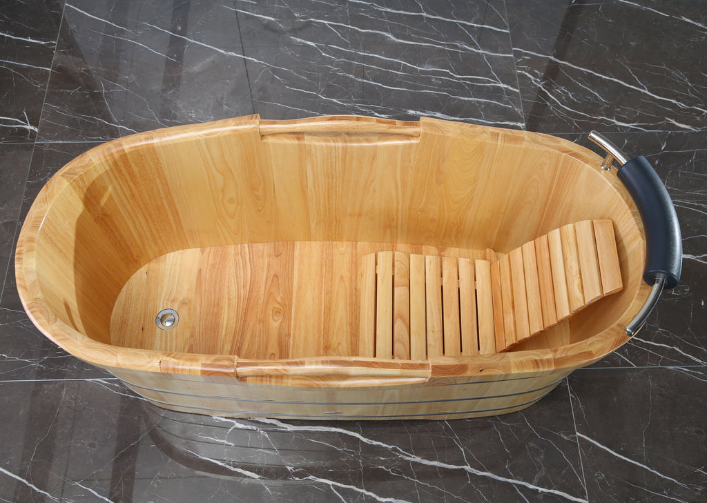 61 Inch Free Standing Wooden Bath Tub with Headrest ALFI Brand (AB1163)