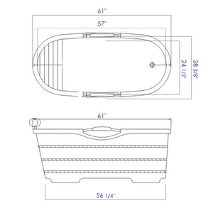 61 Inch Free Standing Wooden Bath Tub with Headrest ALFI Brand (AB1163)