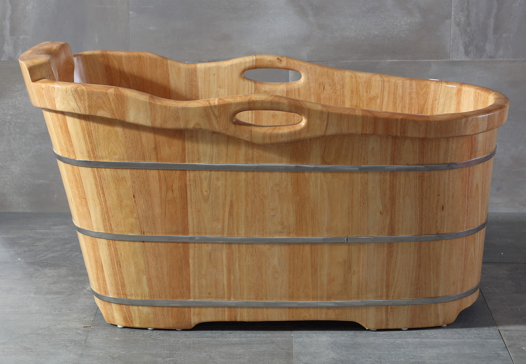 57 Inch Free Standing Wooden Soaking Bathtub with Headrest ALFI Brand (AB1187)