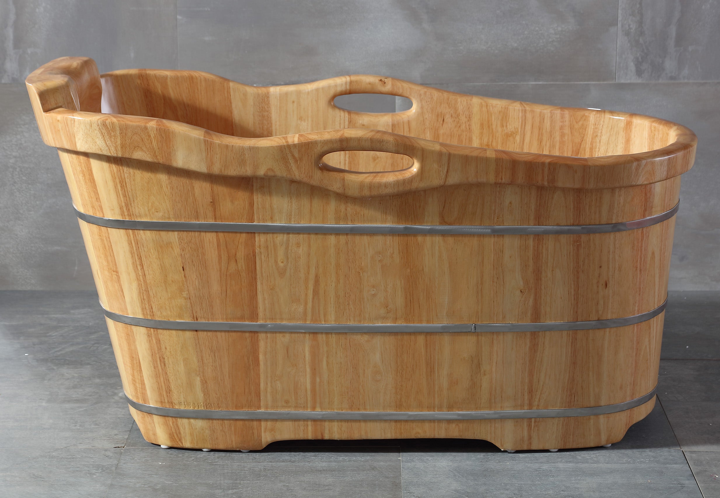 57 Inch Free Standing Wooden Soaking Bathtub with Headrest ALFI Brand (AB1187)