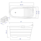 57 Inch Free Standing Wooden Soaking Bathtub with Headrest ALFI Brand (AB1187)
