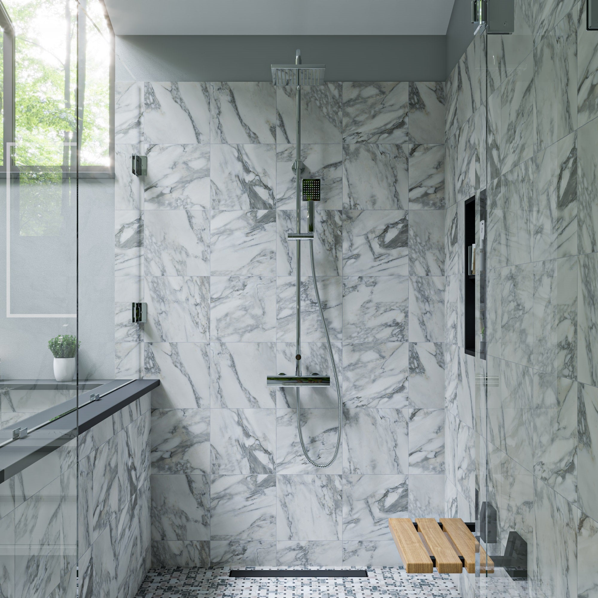 Square Style Thermostatic Exposed Shower Set ALFI Brand (AB2862)