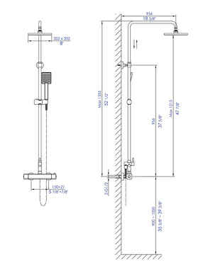 Square Style Thermostatic Exposed Shower Set ALFI Brand (AB2862)