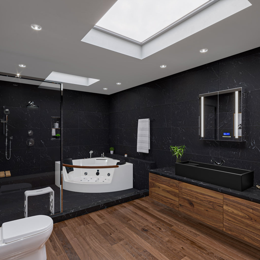 39 Inch Black Matte Above Mount Fireclay Bathroom Trough Sink ALFI Brand (AB39TRBM)