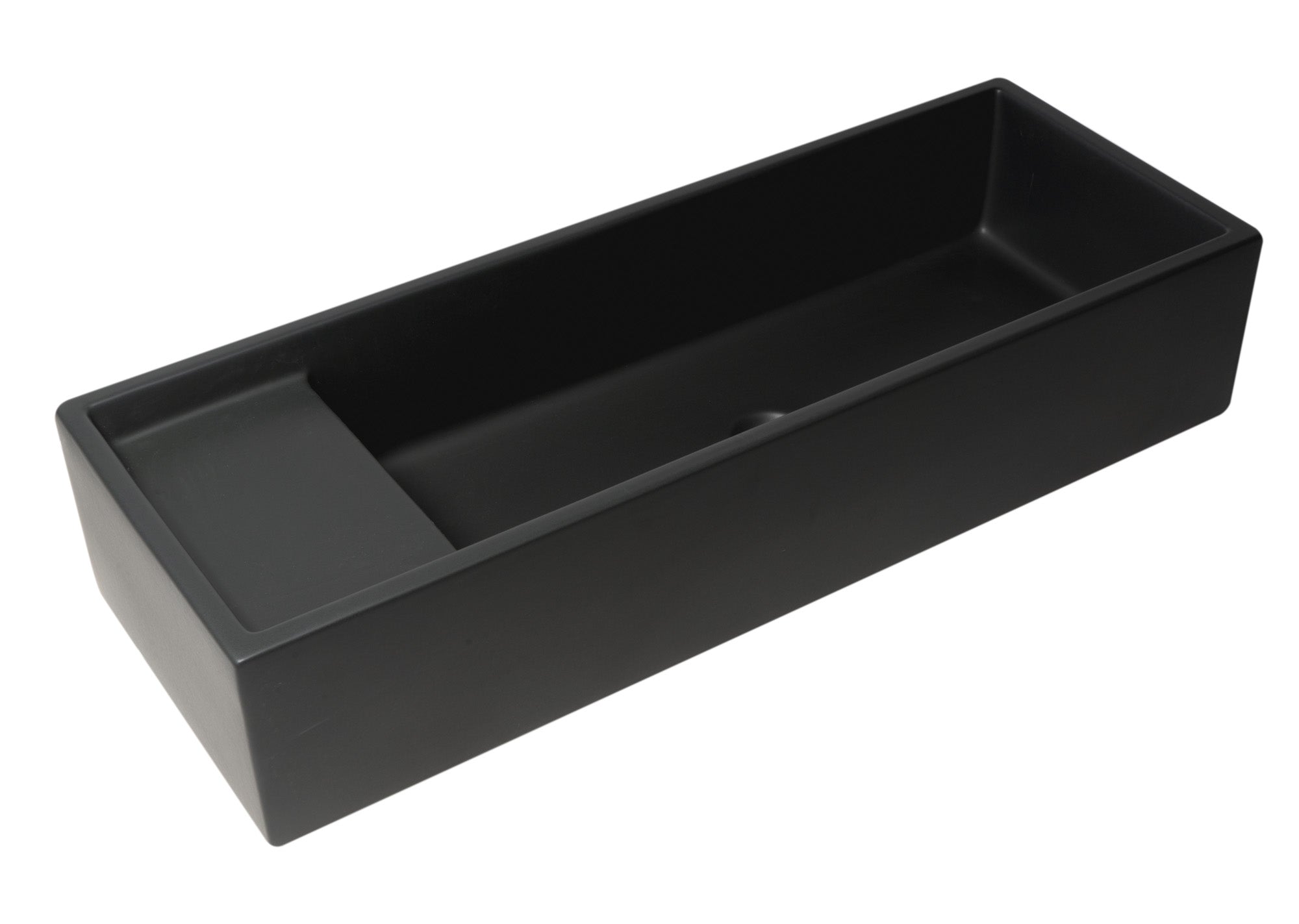 39 Inch Black Matte Above Mount Fireclay Bathroom Trough Sink ALFI Brand (AB39TRBM)