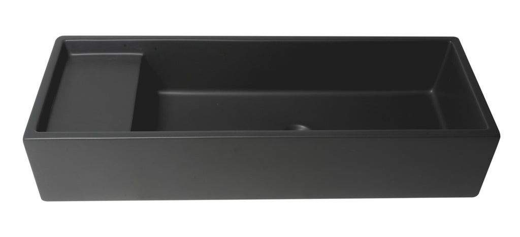 39 Inch Black Matte Above Mount Fireclay Bathroom Trough Sink ALFI Brand (AB39TRBM)