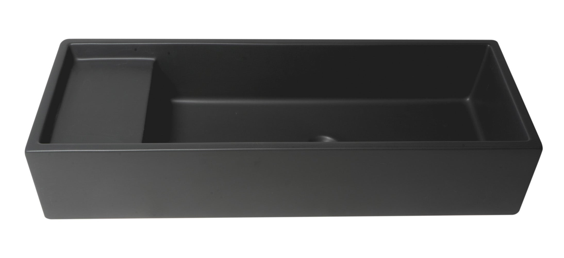 39 Inch Black Matte Above Mount Fireclay Bathroom Trough Sink ALFI Brand (AB39TRBM)