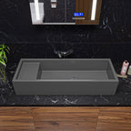 39 Inch Grey Matte Above Mount Fireclay Bathroom Trough Sink ALFI Brand (AB39TRGM)