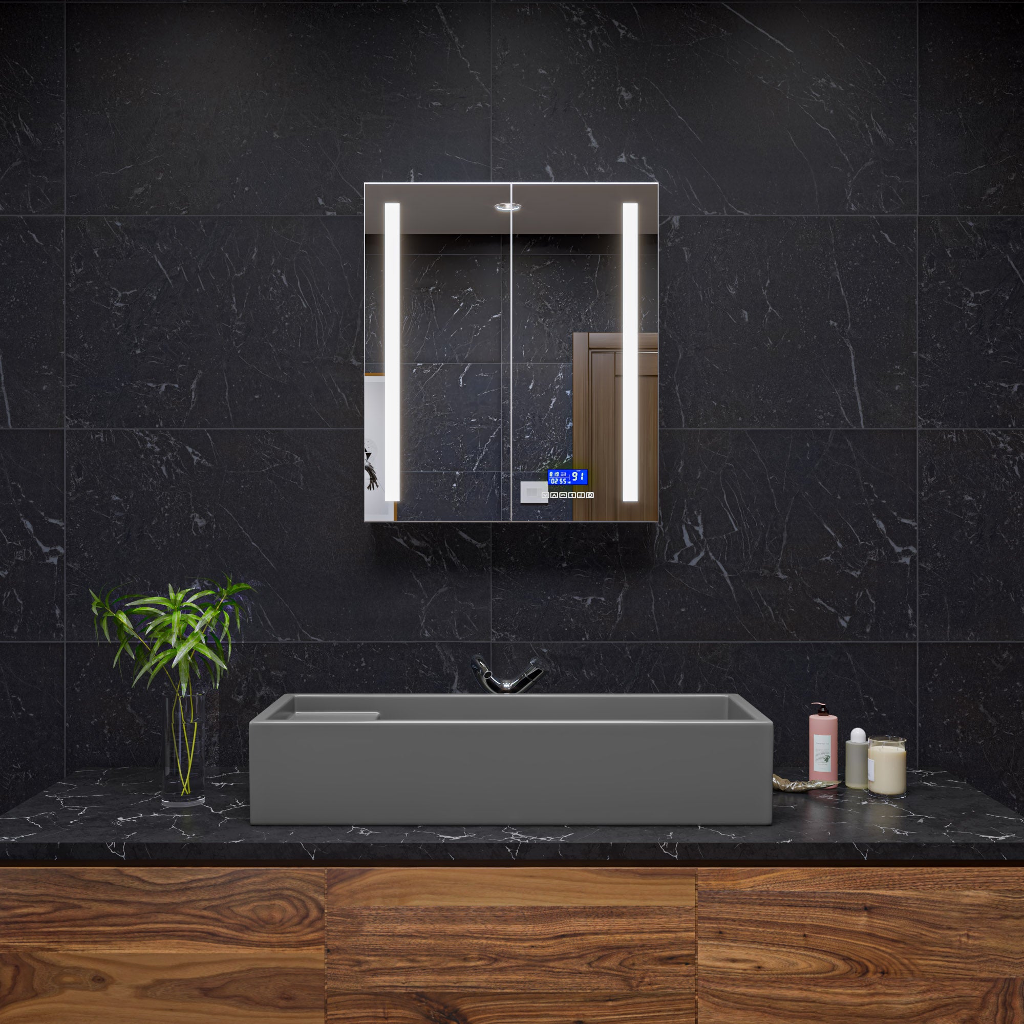 39 Inch Grey Matte Above Mount Fireclay Bathroom Trough Sink ALFI Brand (AB39TRGM)