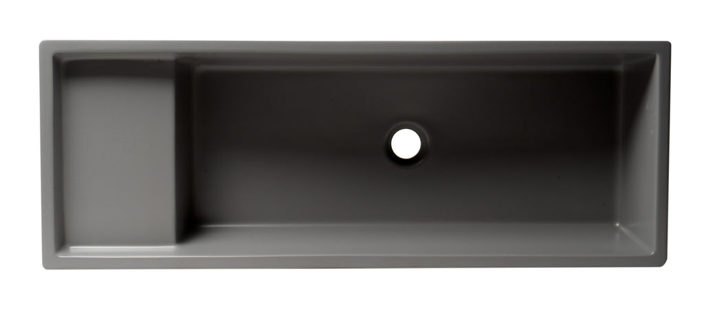 39 Inch Grey Matte Above Mount Fireclay Bathroom Trough Sink ALFI Brand (AB39TRGM)