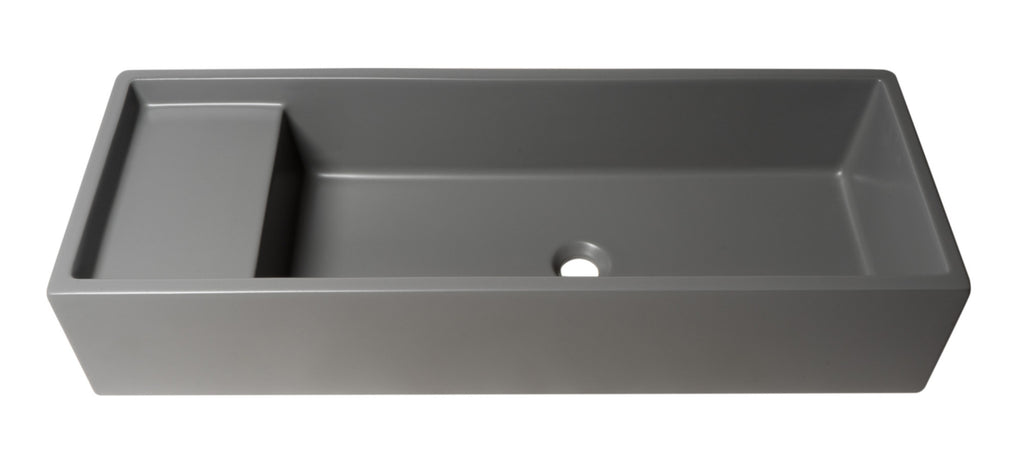 39 Inch Grey Matte Above Mount Fireclay Bathroom Trough Sink ALFI Brand (AB39TRGM)