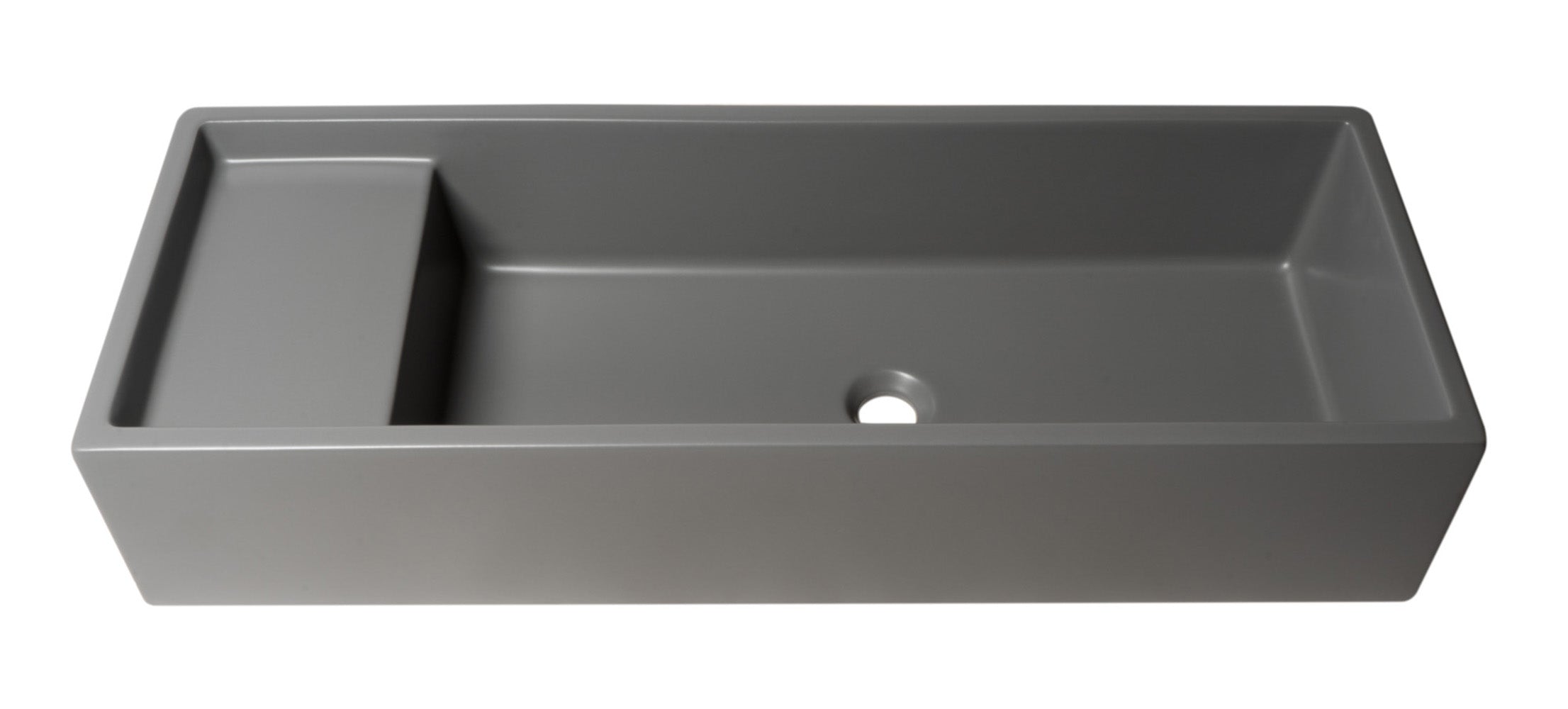39 Inch Grey Matte Above Mount Fireclay Bathroom Trough Sink ALFI Brand (AB39TRGM)