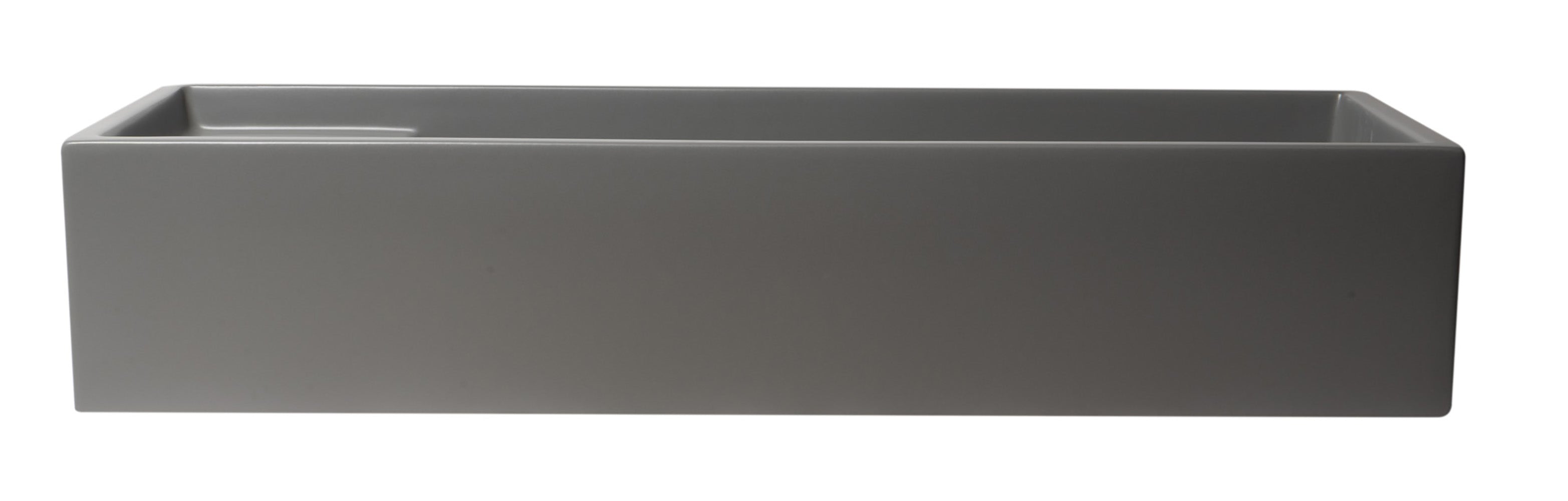 39 Inch Grey Matte Above Mount Fireclay Bathroom Trough Sink ALFI Brand (AB39TRGM)