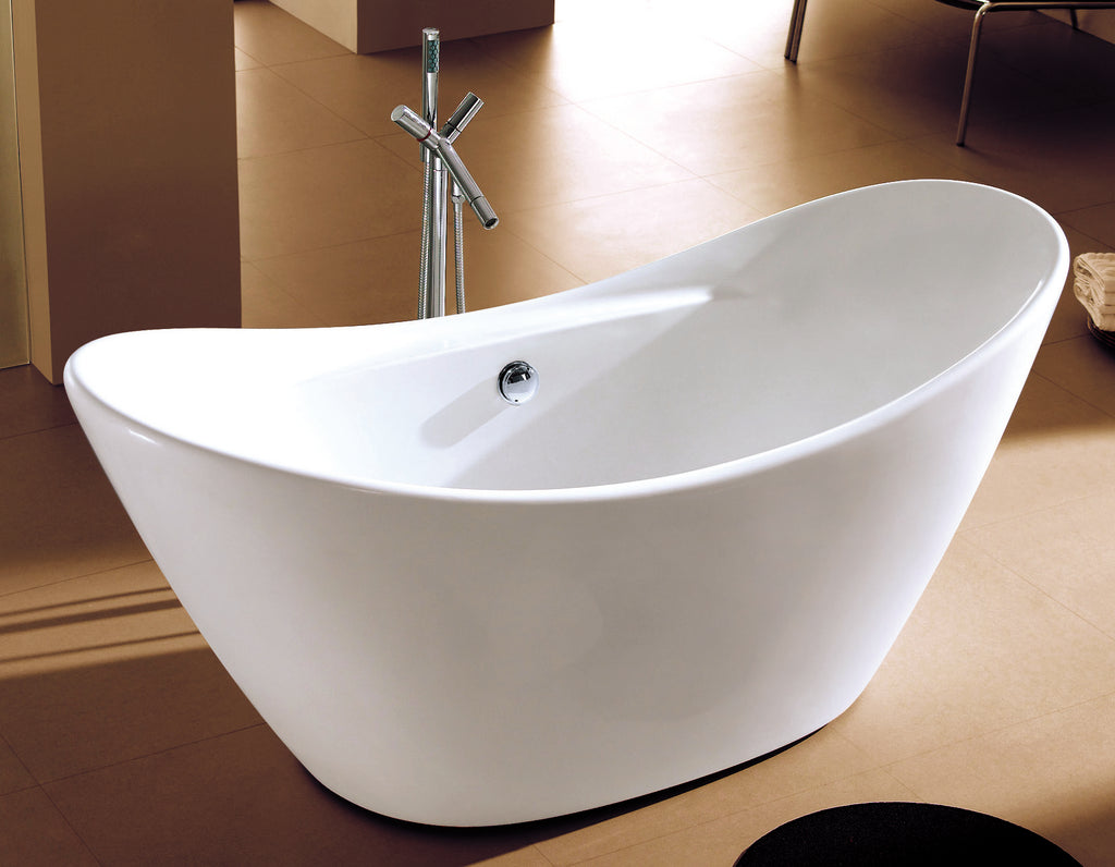 67 Inch White Oval Acrylic Free Standing Soaking Bathtub ALFI Brand (AB8803)