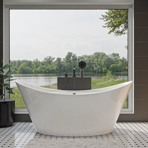 67 Inch White Oval Acrylic Free Standing Soaking Bathtub ALFI Brand (AB8803)