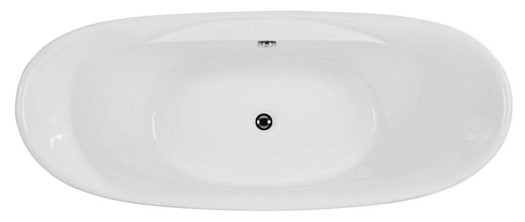67 Inch White Oval Acrylic Free Standing Soaking Bathtub ALFI Brand (AB8803)