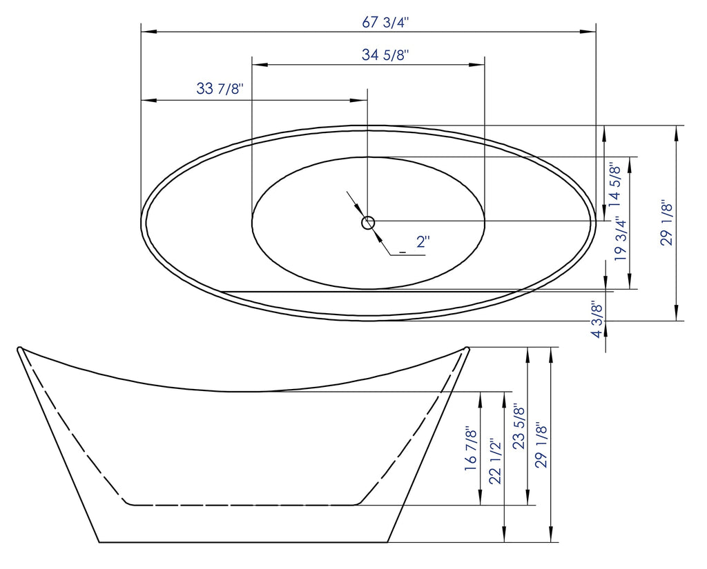 67 Inch White Oval Acrylic Free Standing Soaking Bathtub ALFI Brand (AB8803)