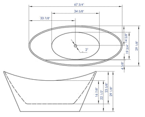 67 Inch White Oval Acrylic Free Standing Soaking Bathtub ALFI Brand (AB8803)