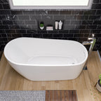 68 Inch White Oval Acrylic Free Standing Soaking Bathtub ALFI Brand (AB8826)