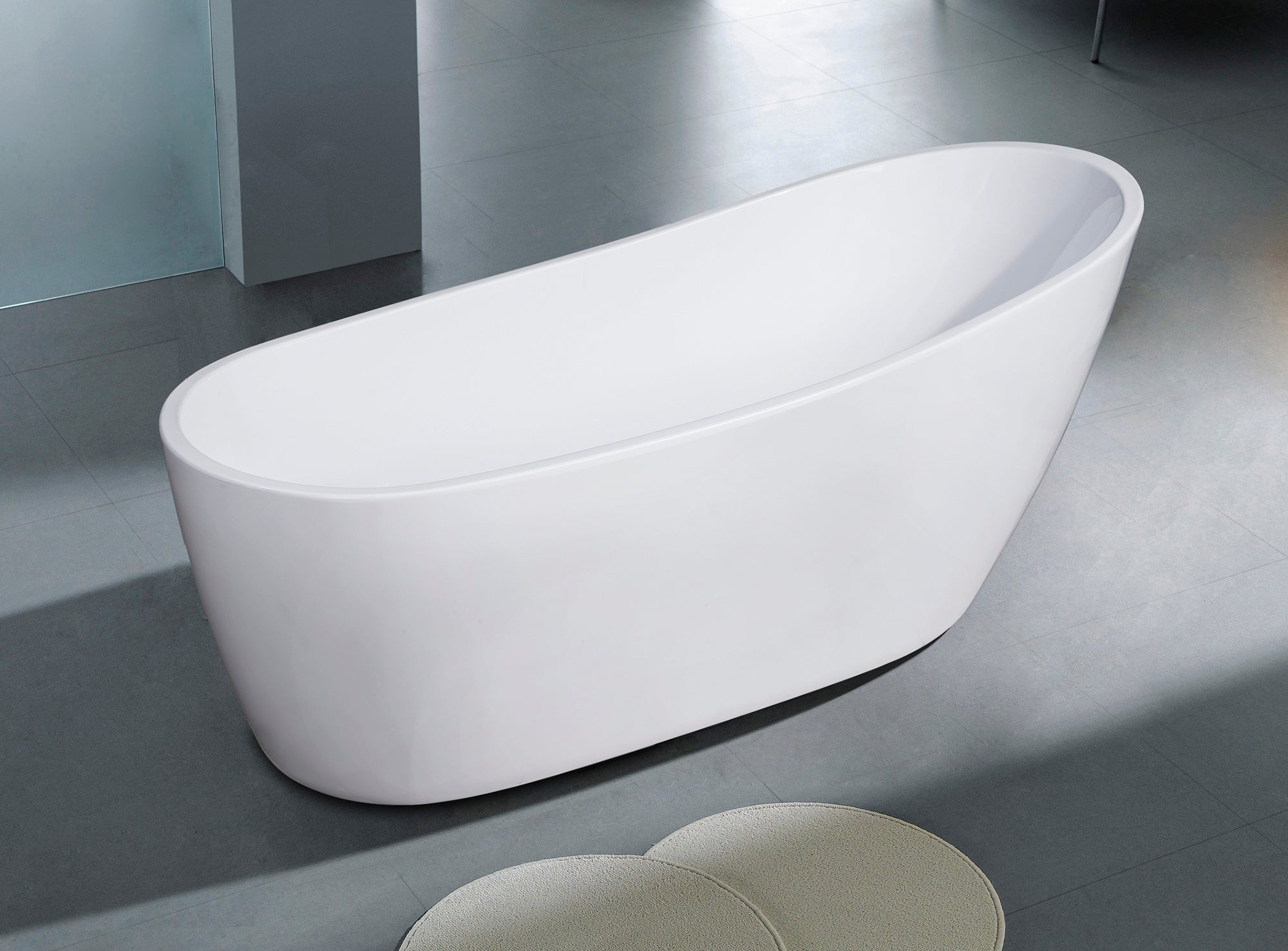 68 Inch White Oval Acrylic Free Standing Soaking Bathtub ALFI Brand (AB8826)